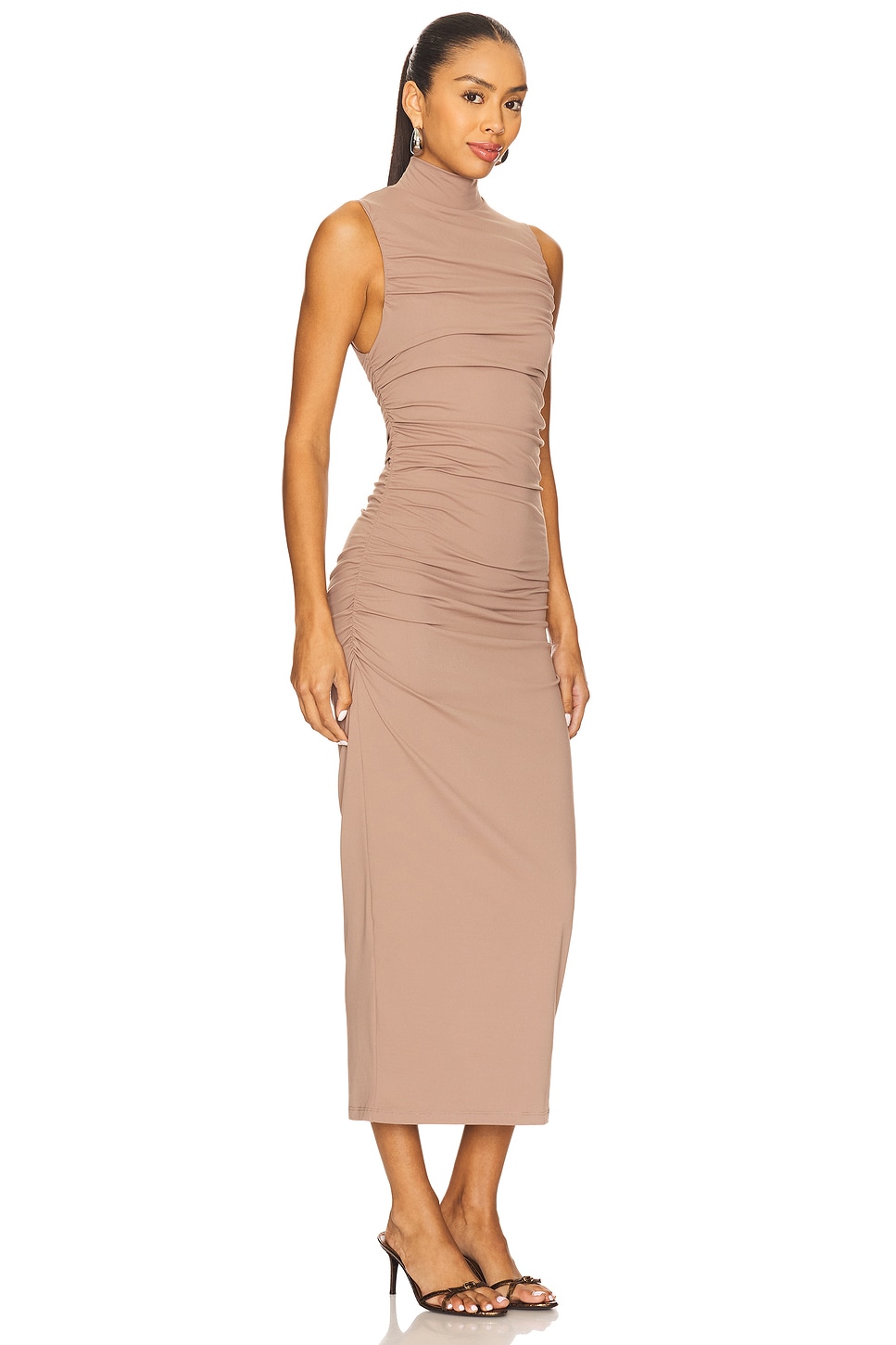 Gathered Mock Neck Sleeveless Dress - luluinthesky