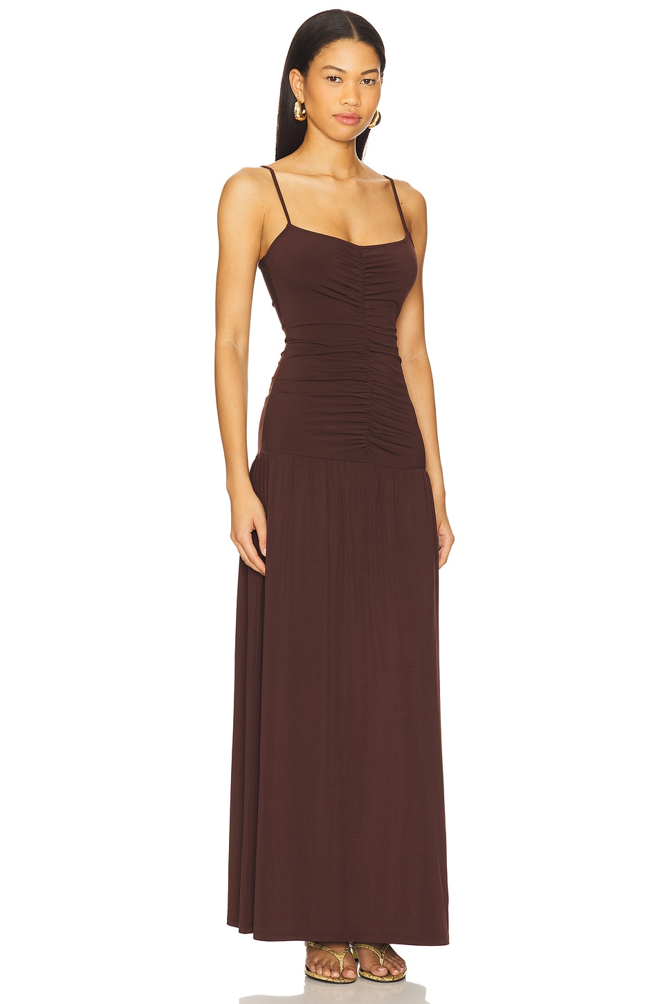 Ruched Front Scoop Maxi Dress - luluinthesky