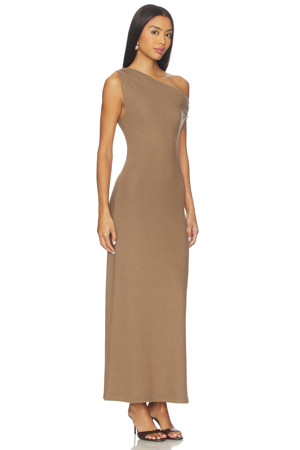 Lauren Ruched Asymmetrical Shoulder Dress - luluinthesky