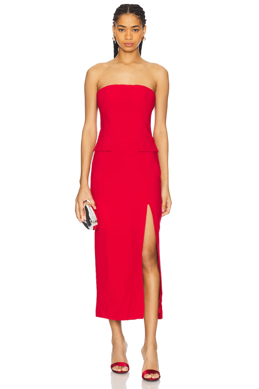 NIKKI STRAPLESS MIDI DRESS - luluinthesky