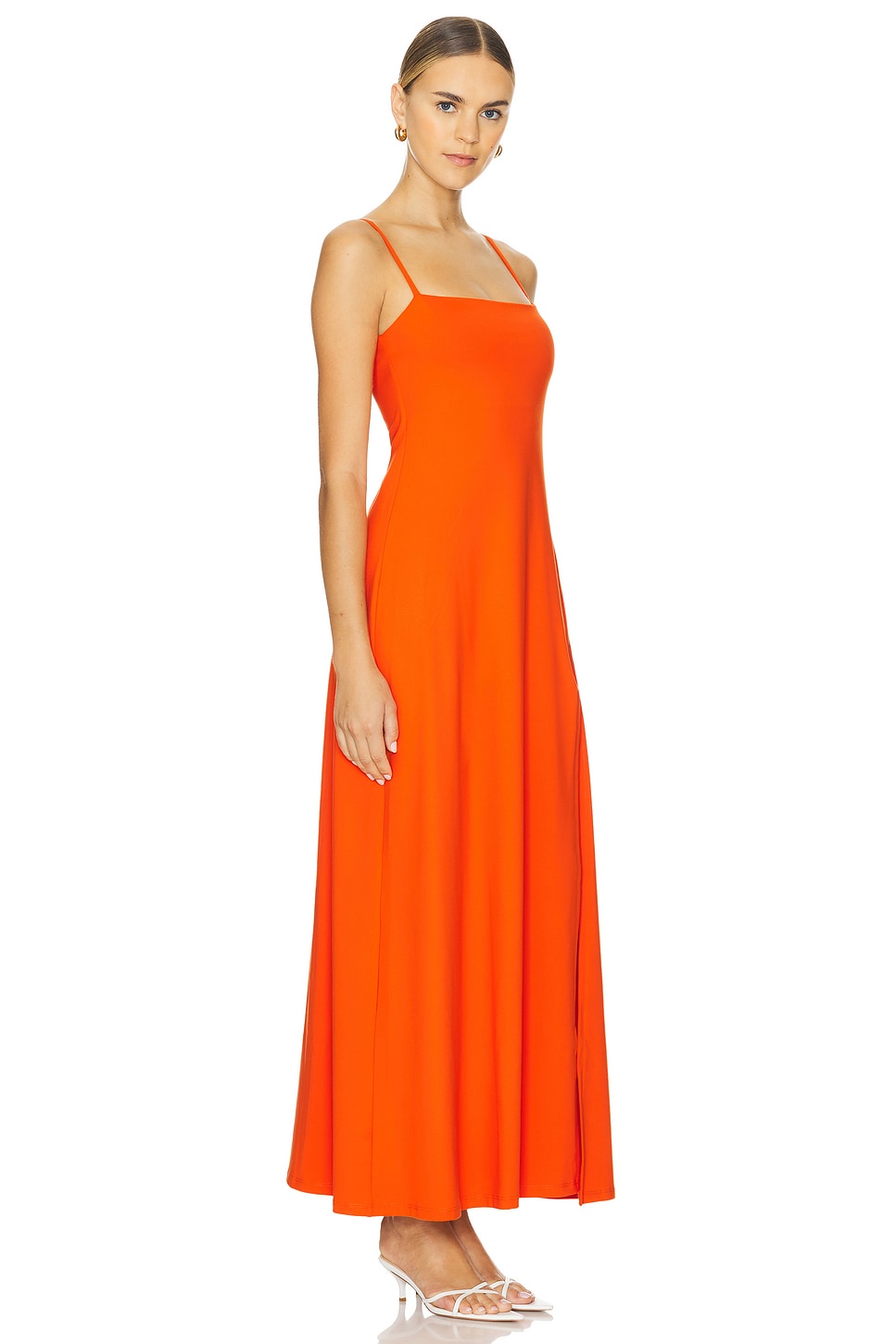 Wide Strap Flare Slit Dress - luluinthesky