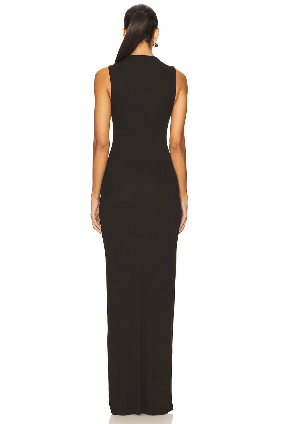 Silk Rib Sleeveless Mockneck Fluid Dress - luluinthesky