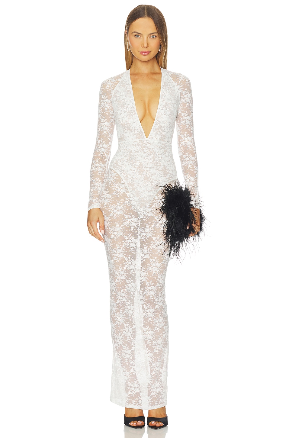 Long Sleeve V-Halter Column Dress - luluinthesky