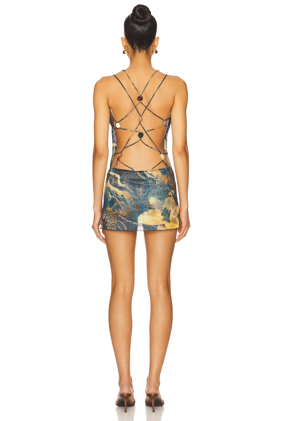 Strappy Back Printed Plunge Dress - luluinthesky