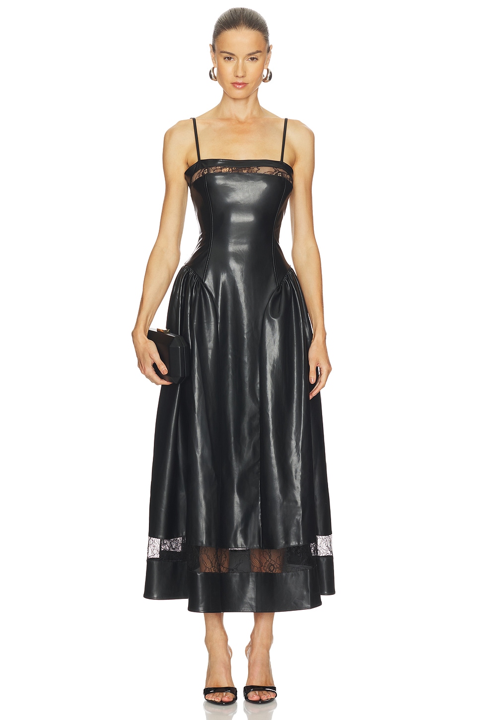 Lace Panel Corset Midi Dress - luluinthesky