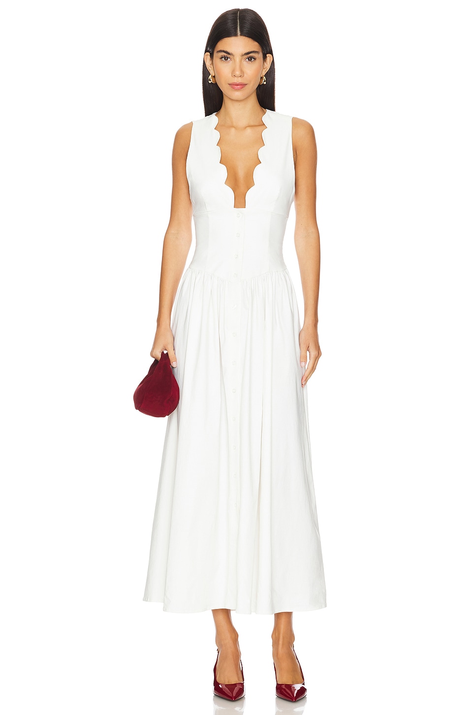 Button Front Scallop Dress - luluinthesky