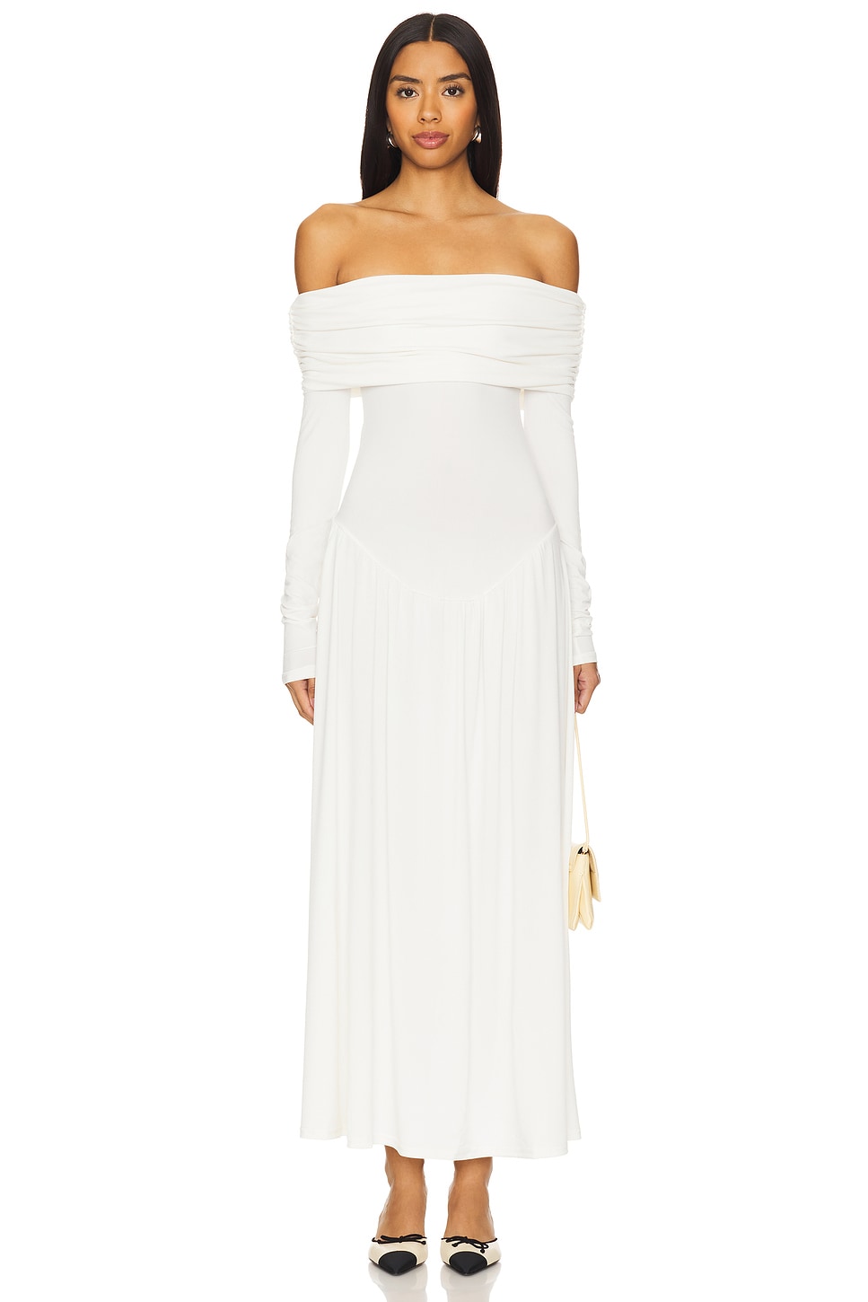 Off Shoulder Ruched Midi Dress - luluinthesky