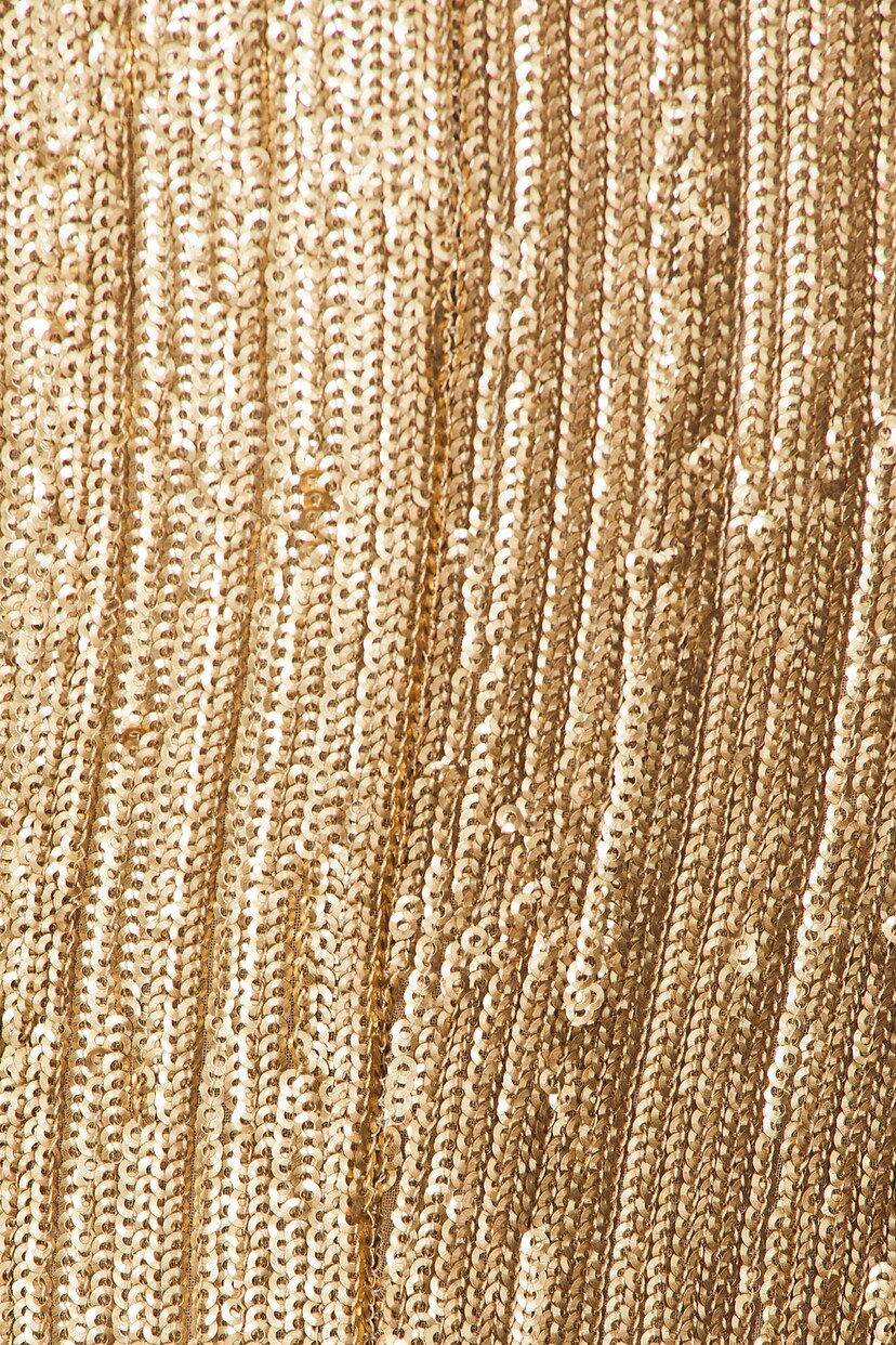 Strapless Straight Neck Sequin Dress W/ Plisse Skirt - luluinthesky