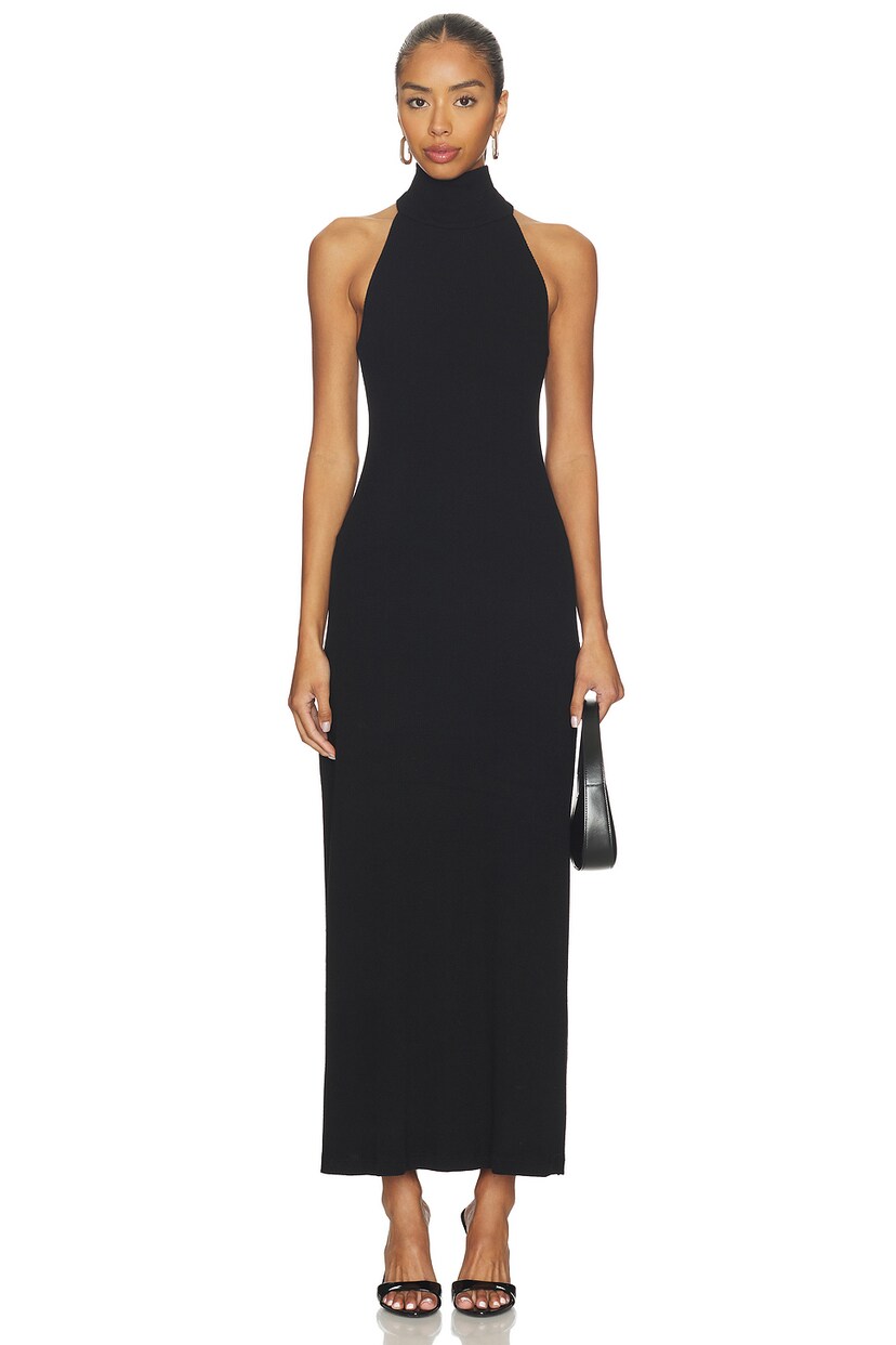 Knit Halter Turtleneck Fluid Dress - luluinthesky