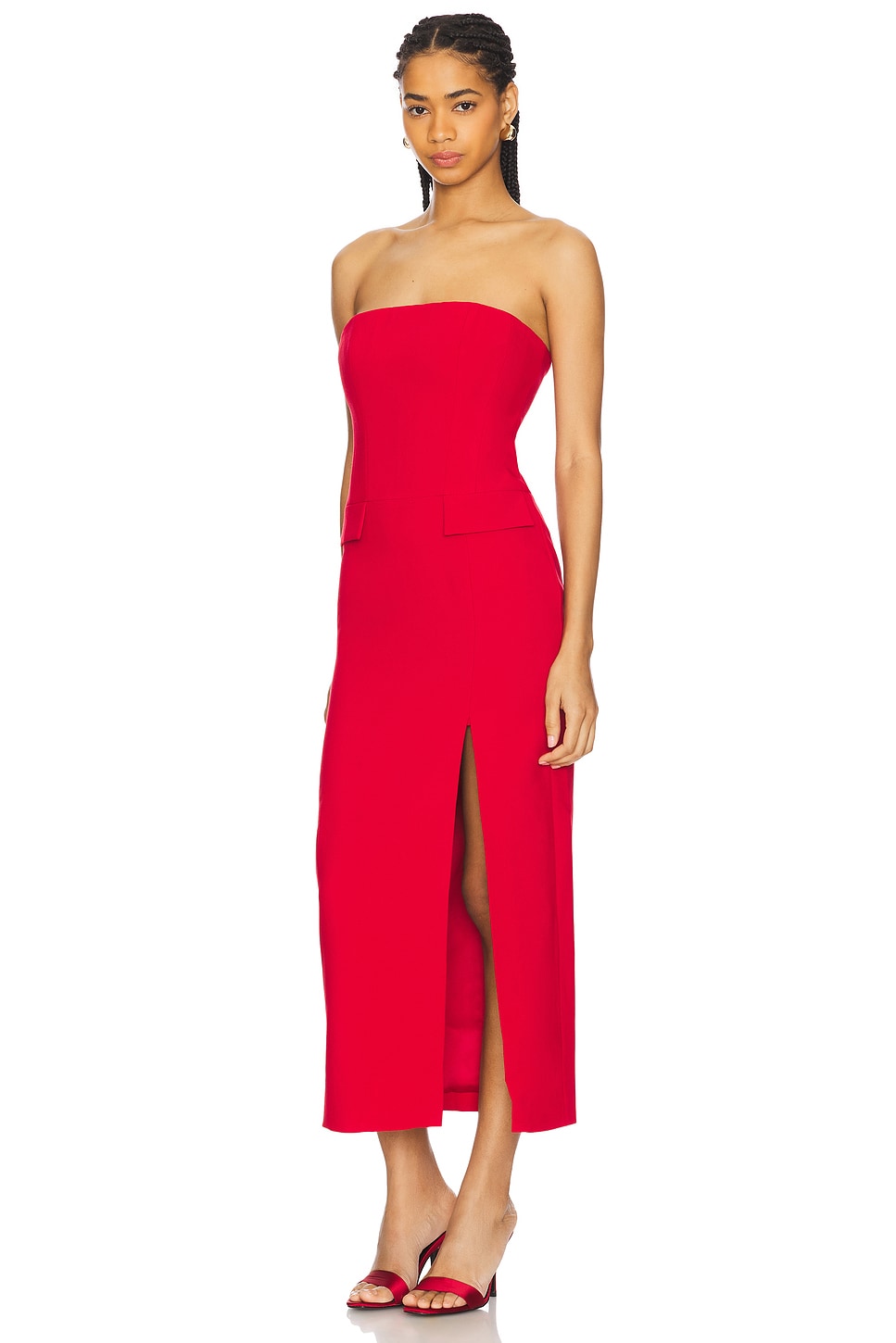 NIKKI STRAPLESS MIDI DRESS - luluinthesky