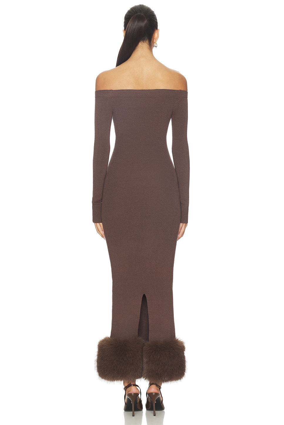 Ling Off The Shoulder Faux Fur Detail Dress - luluinthesky