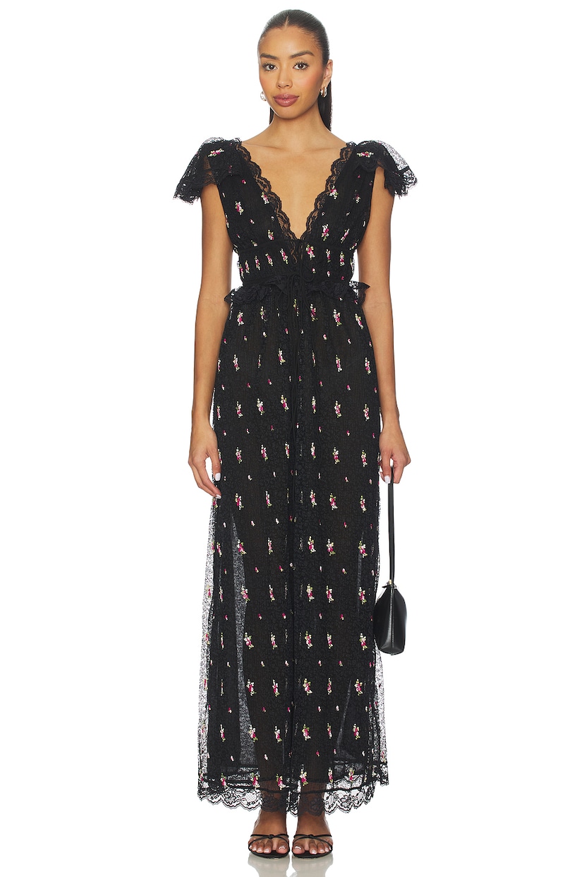 Poppy Pleated Lace Maxi Dress - luluinthesky