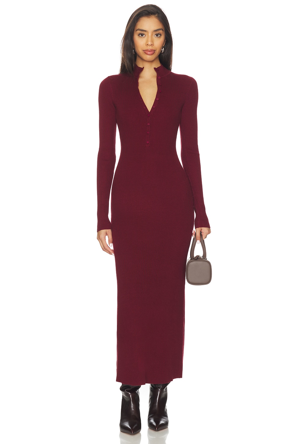 x Christina Elezaj Gretta Mock Neck Midi Dress - luluinthesky