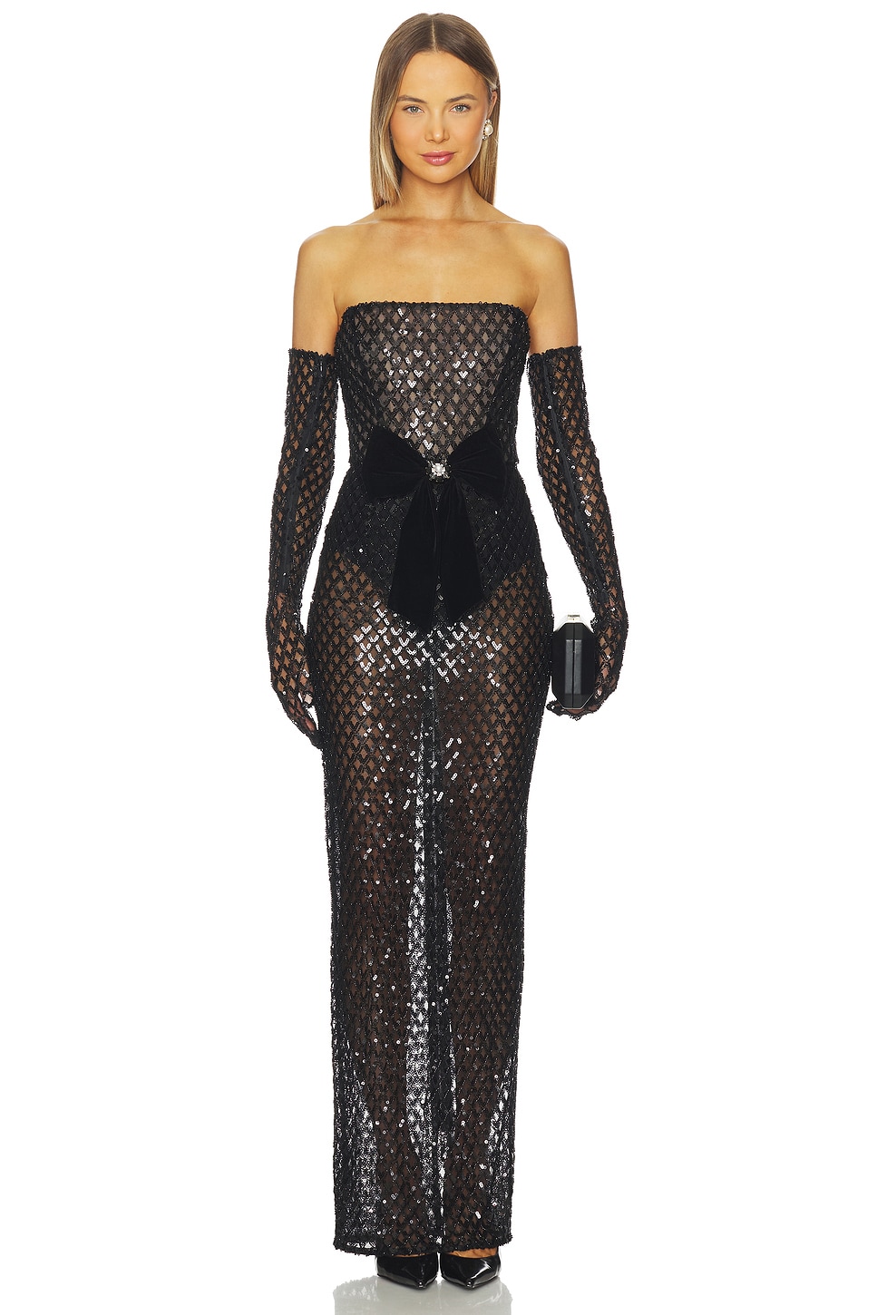 Farah Embellished Maxi Dress With Gloves - luluinthesky