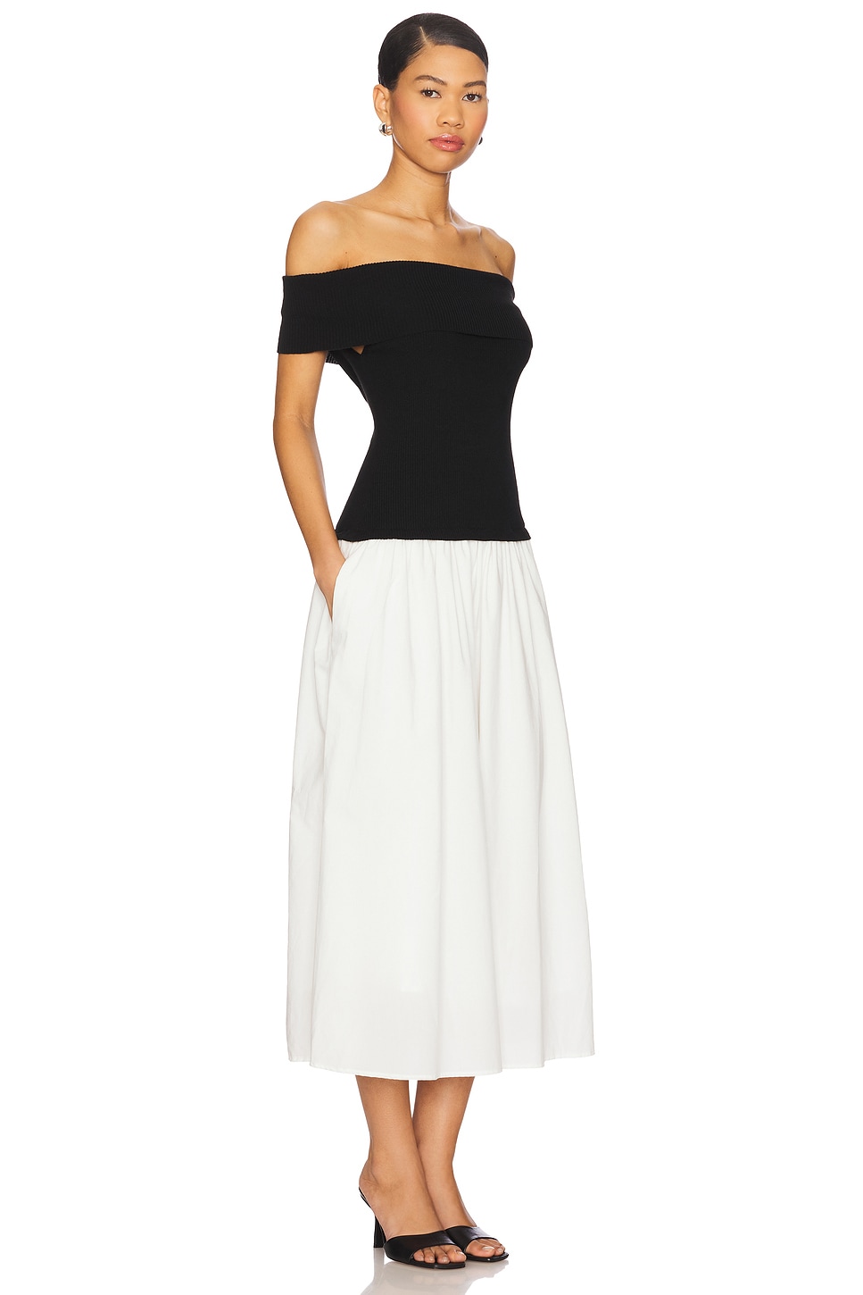 Darcy Mixed Media Off Shoulder Dress - luluinthesky