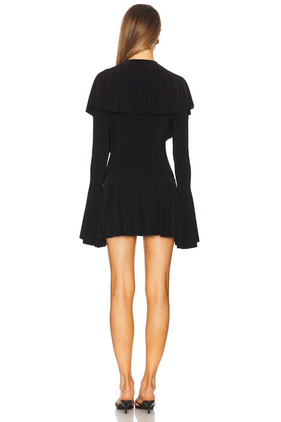 Long Sleeve Deep V Ruffle Mini Dress - luluinthesky