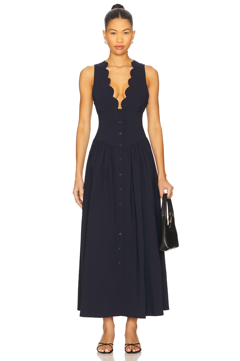 Button Front Scallop Dress - luluinthesky