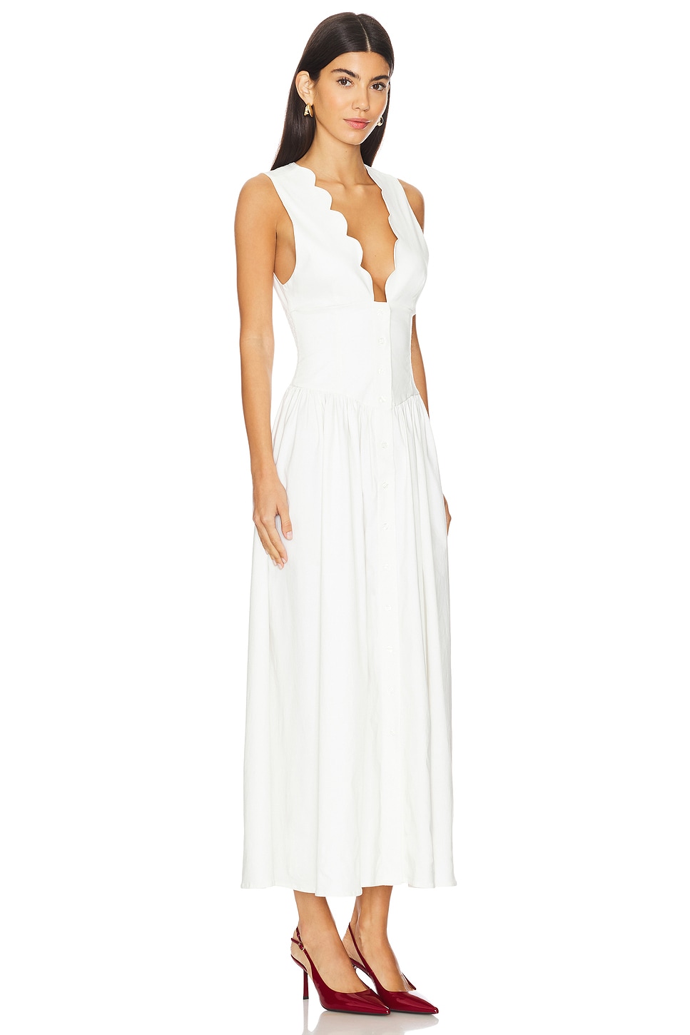 Button Front Scallop Dress - luluinthesky