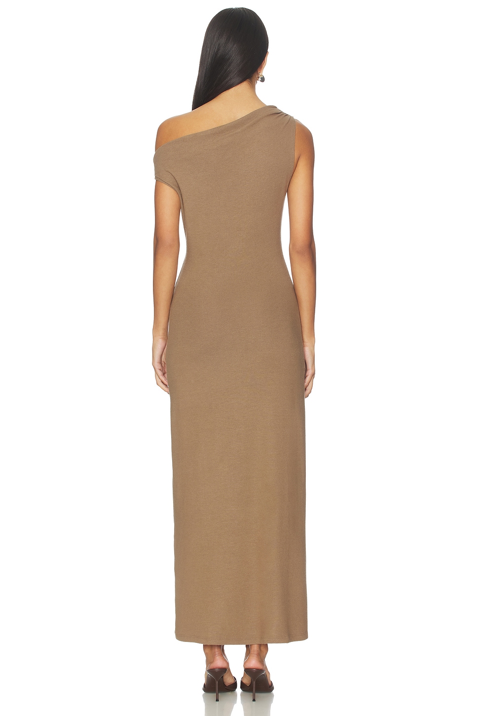 Lauren Ruched Asymmetrical Shoulder Dress - luluinthesky
