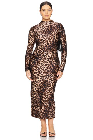 Satin Shine Funnel Neck Midi Dress - luluinthesky