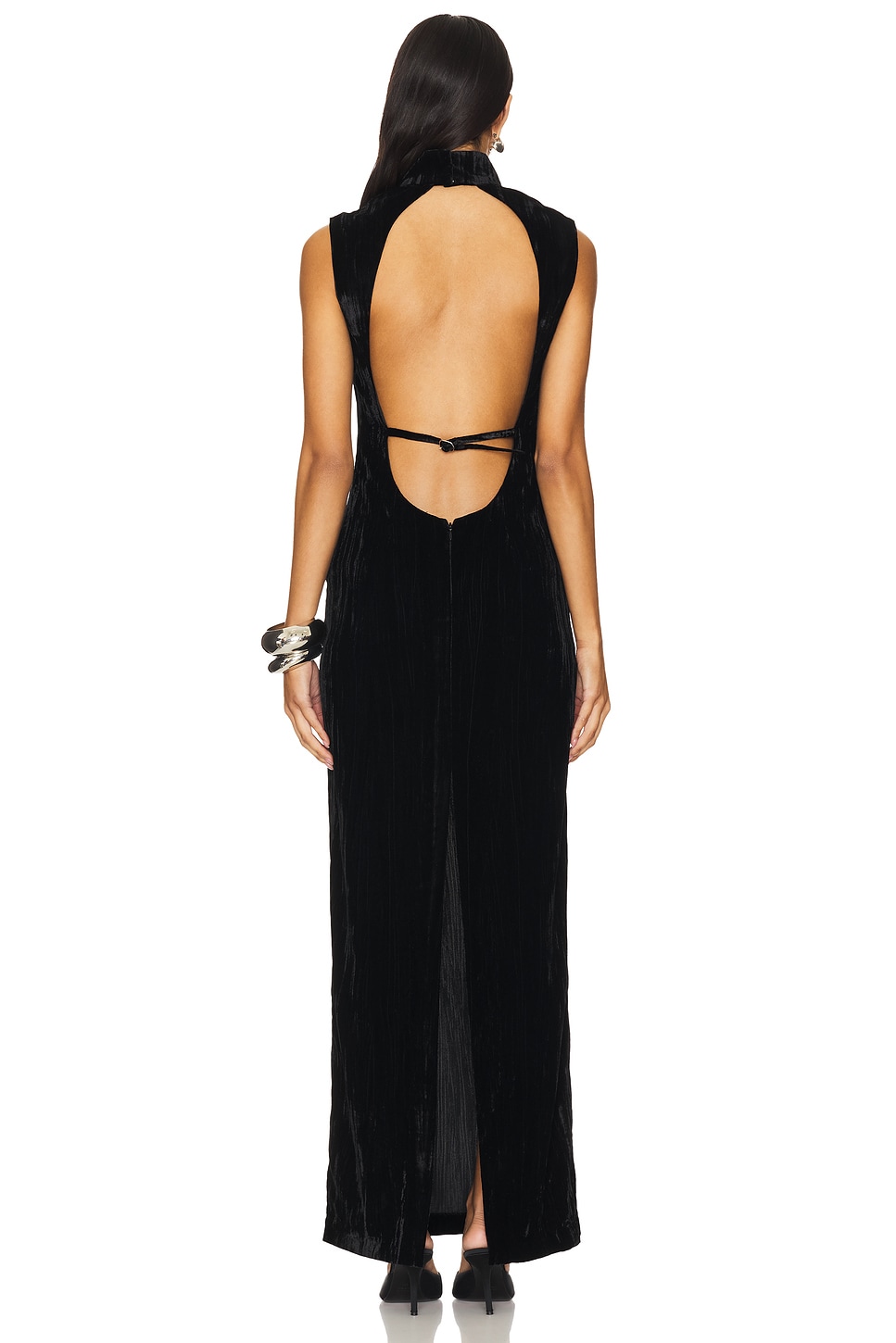 Crinkled Velvet Backless Dress - luluinthesky