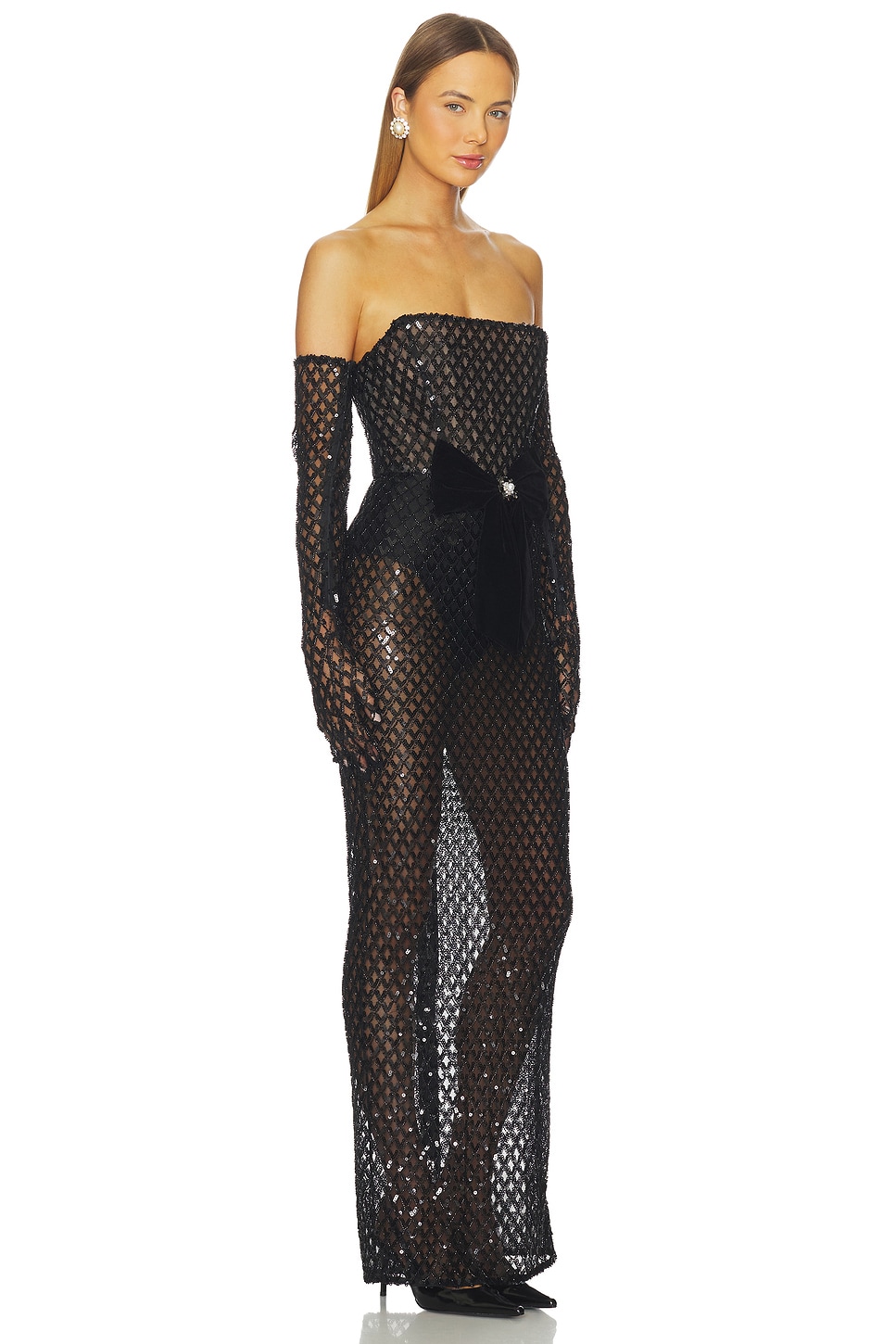 Farah Embellished Maxi Dress With Gloves - luluinthesky