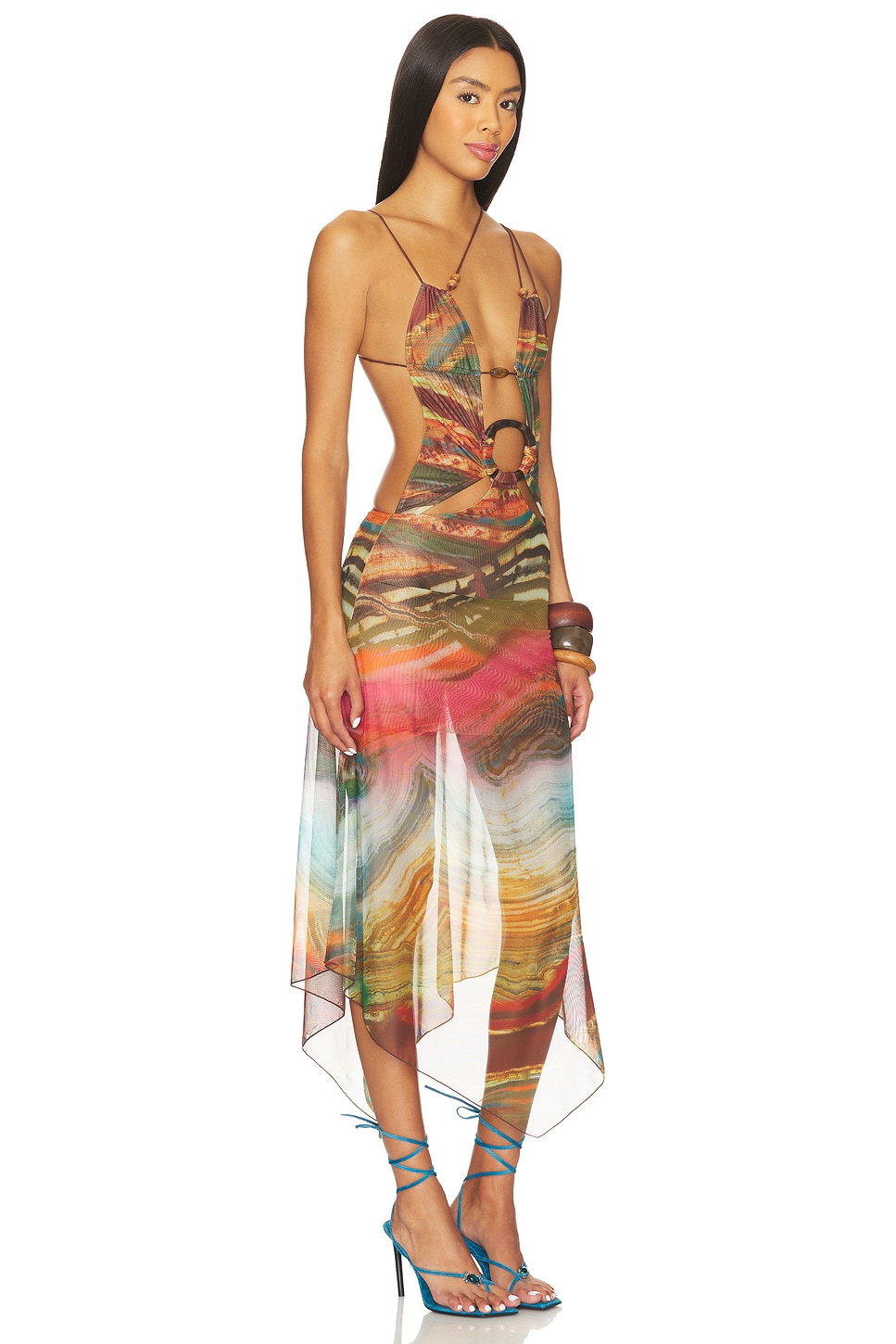 Wooden Trim Mesh Dress - luluinthesky