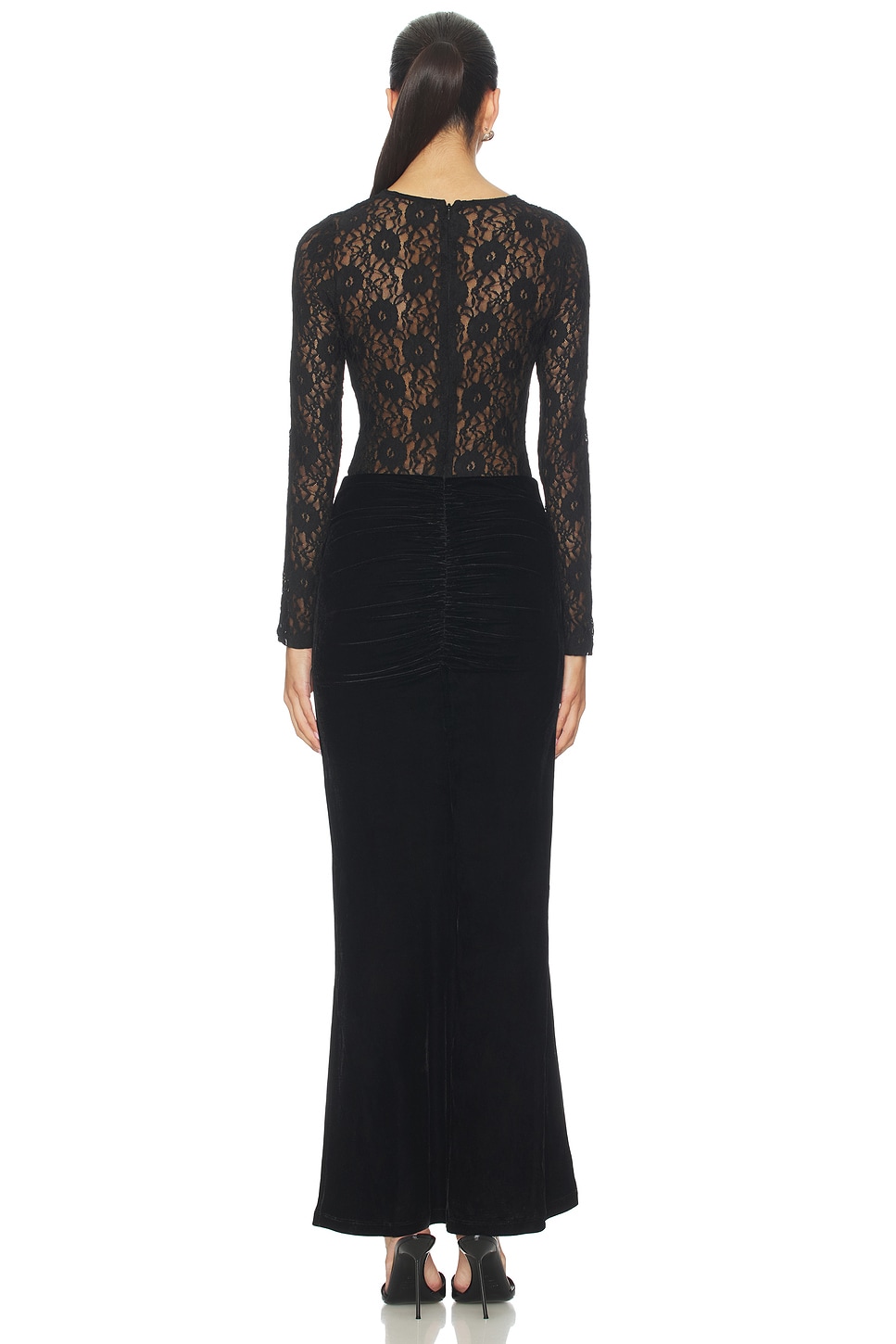 Helenie Velour Lace Maxi Dress - luluinthesky