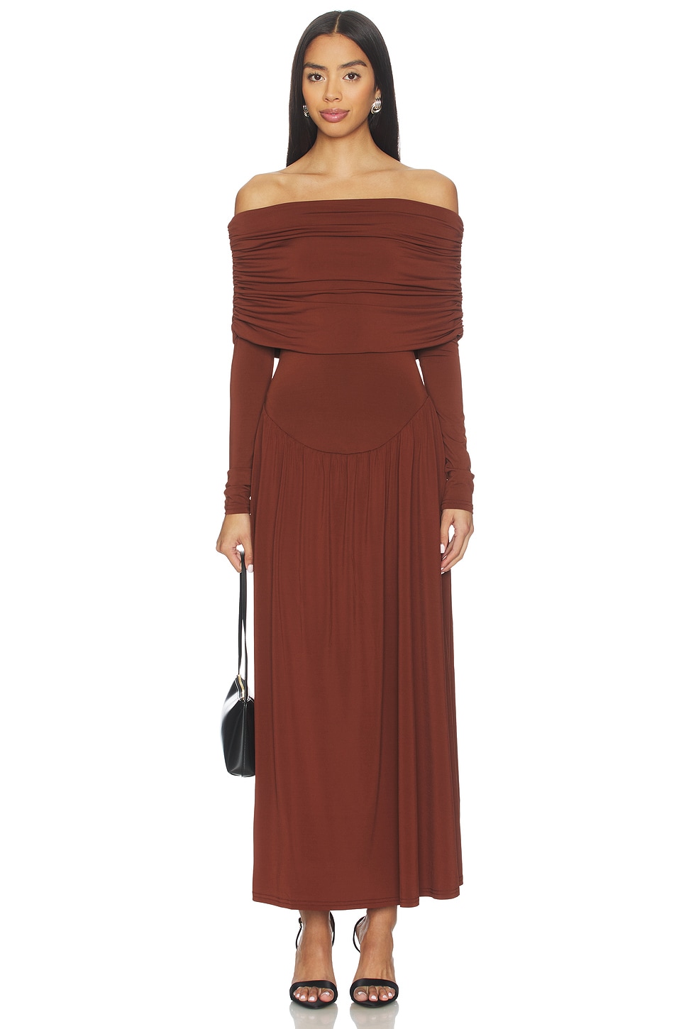 Off Shoulder Ruched Midi Dress - luluinthesky