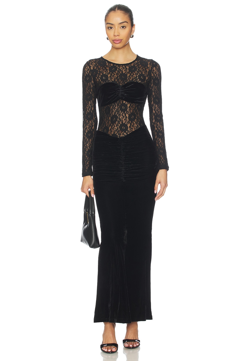 Helenie Velour Lace Maxi Dress - luluinthesky