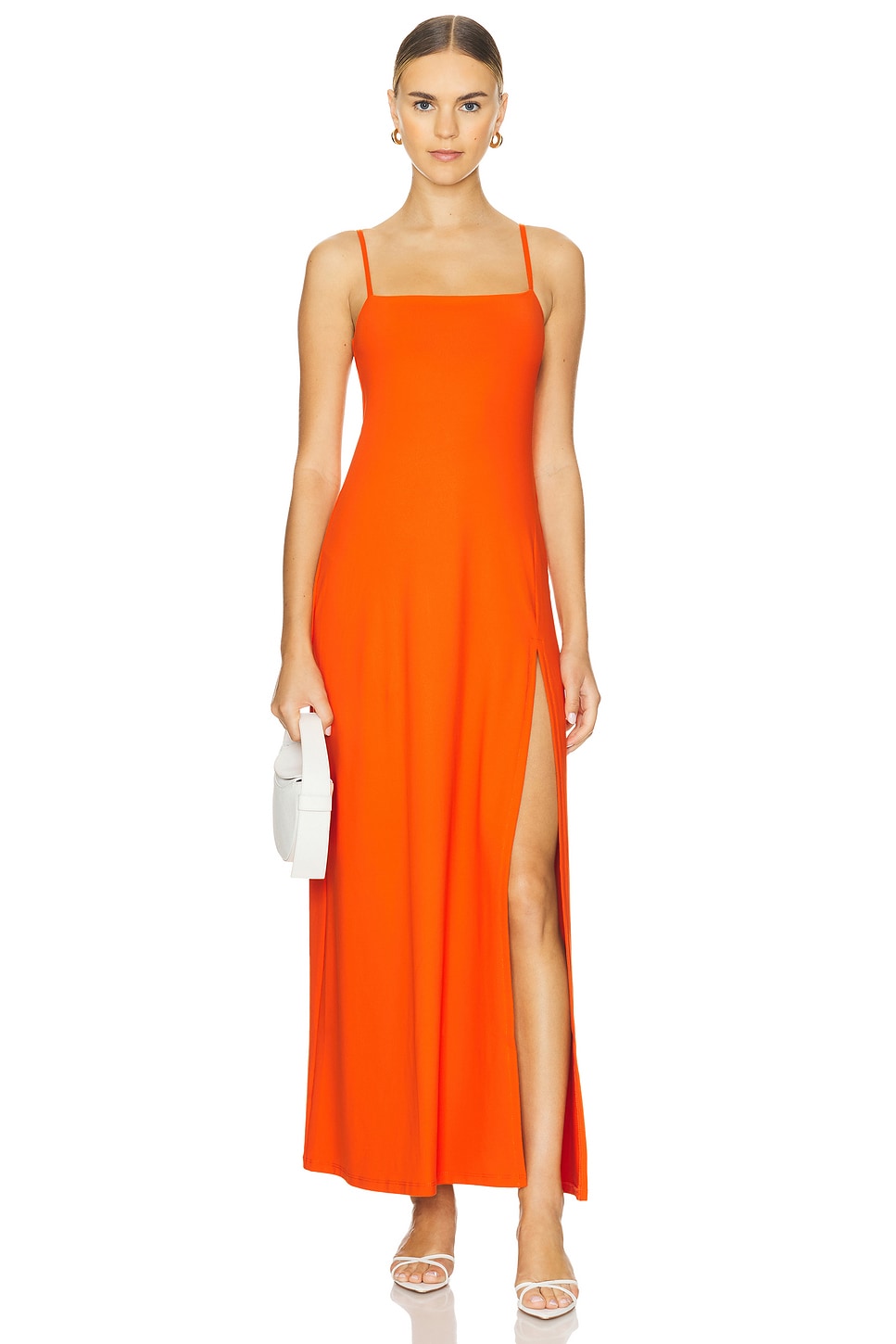 Wide Strap Flare Slit Dress - luluinthesky