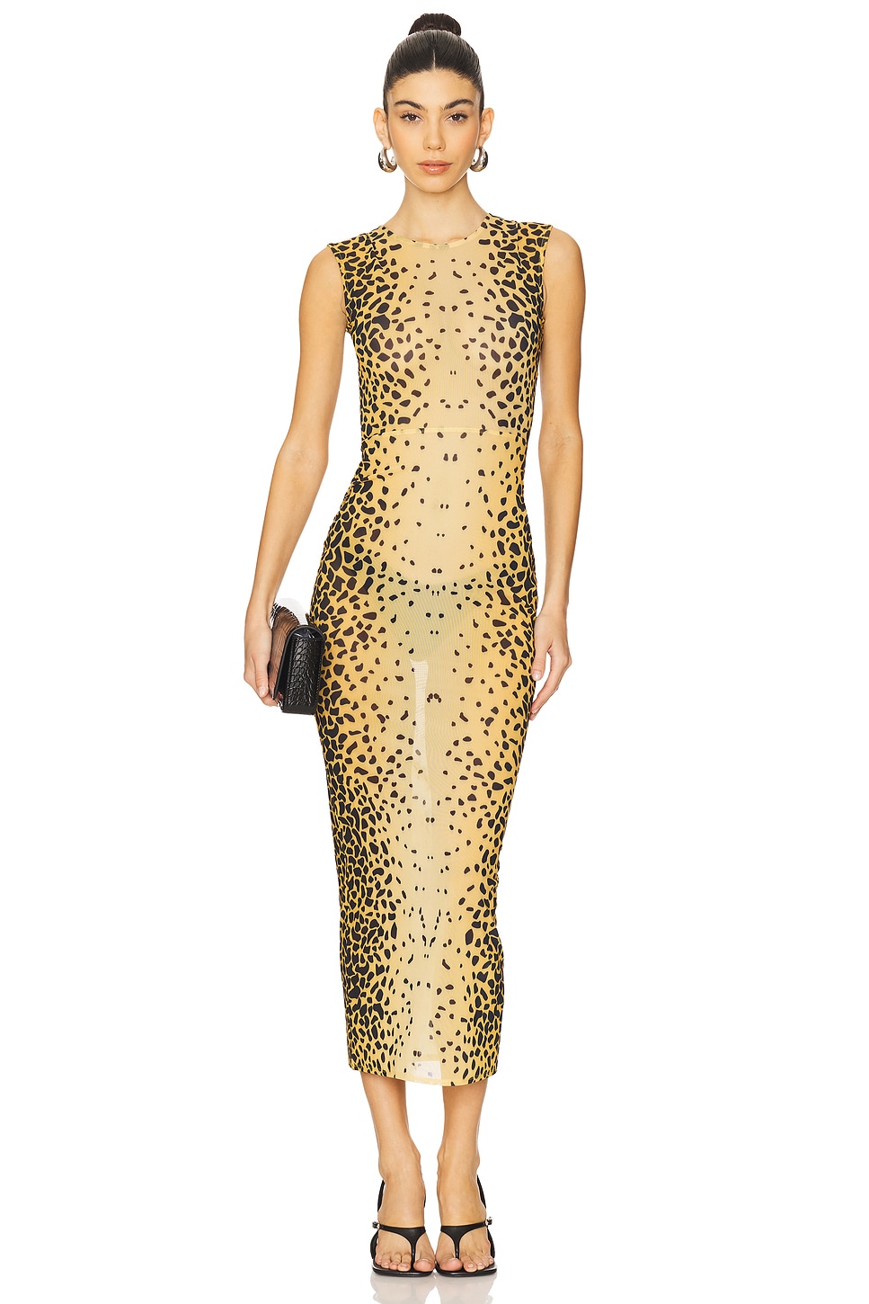 Sleeveless Power Mesh Midi Dress - luluinthesky