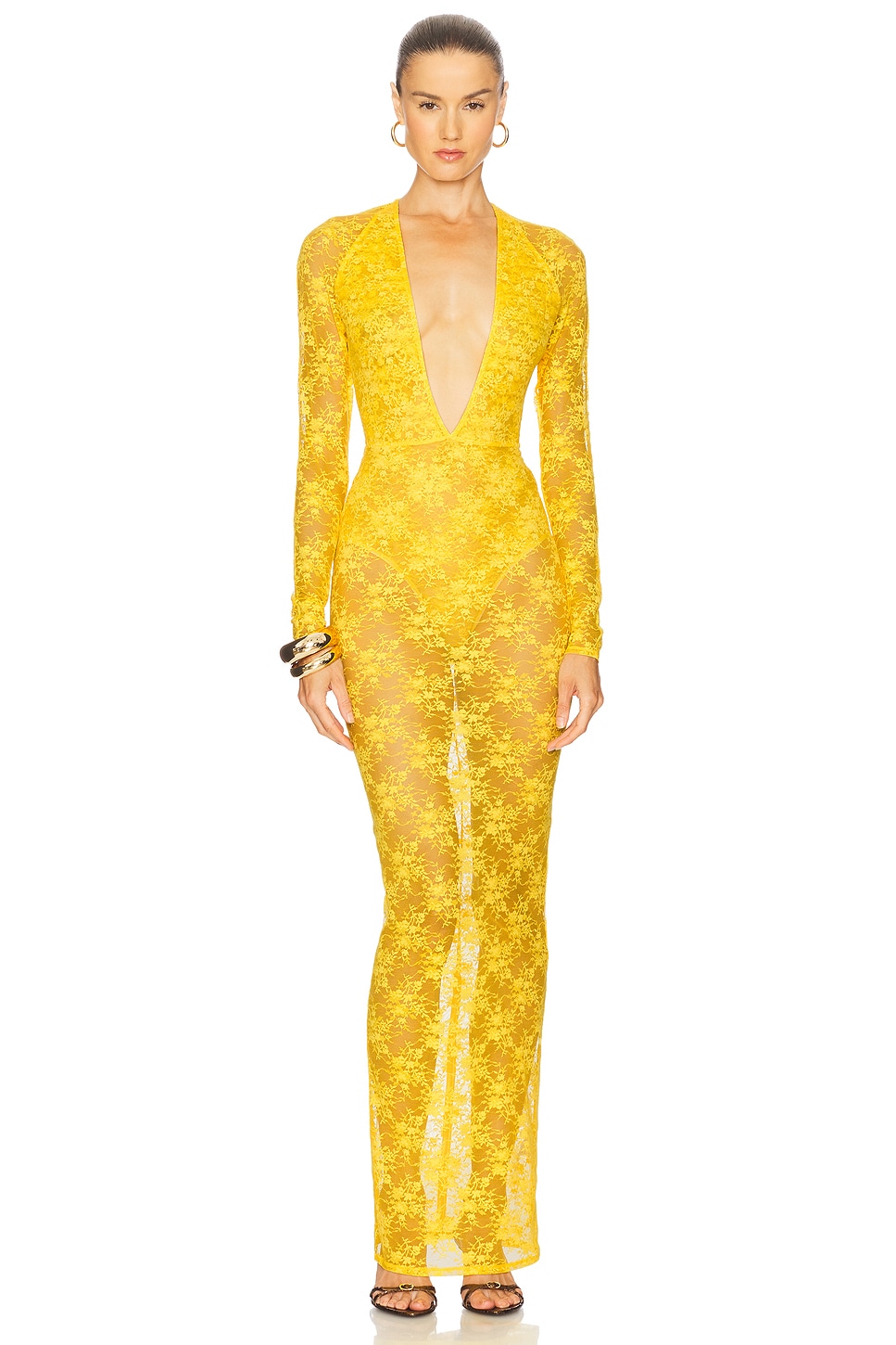 Long Sleeve Halter Column Dress - luluinthesky