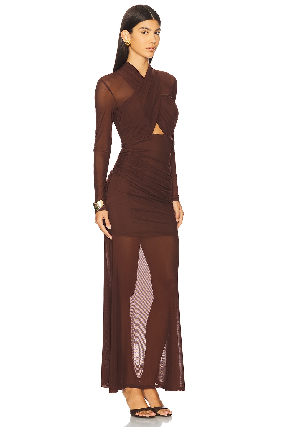 Veria Wrap Mesh Maxi Dress - luluinthesky