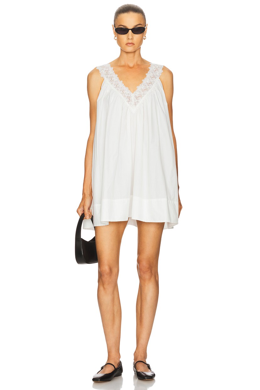 Mini Dress With Lace in Tech Poplin - luluinthesky