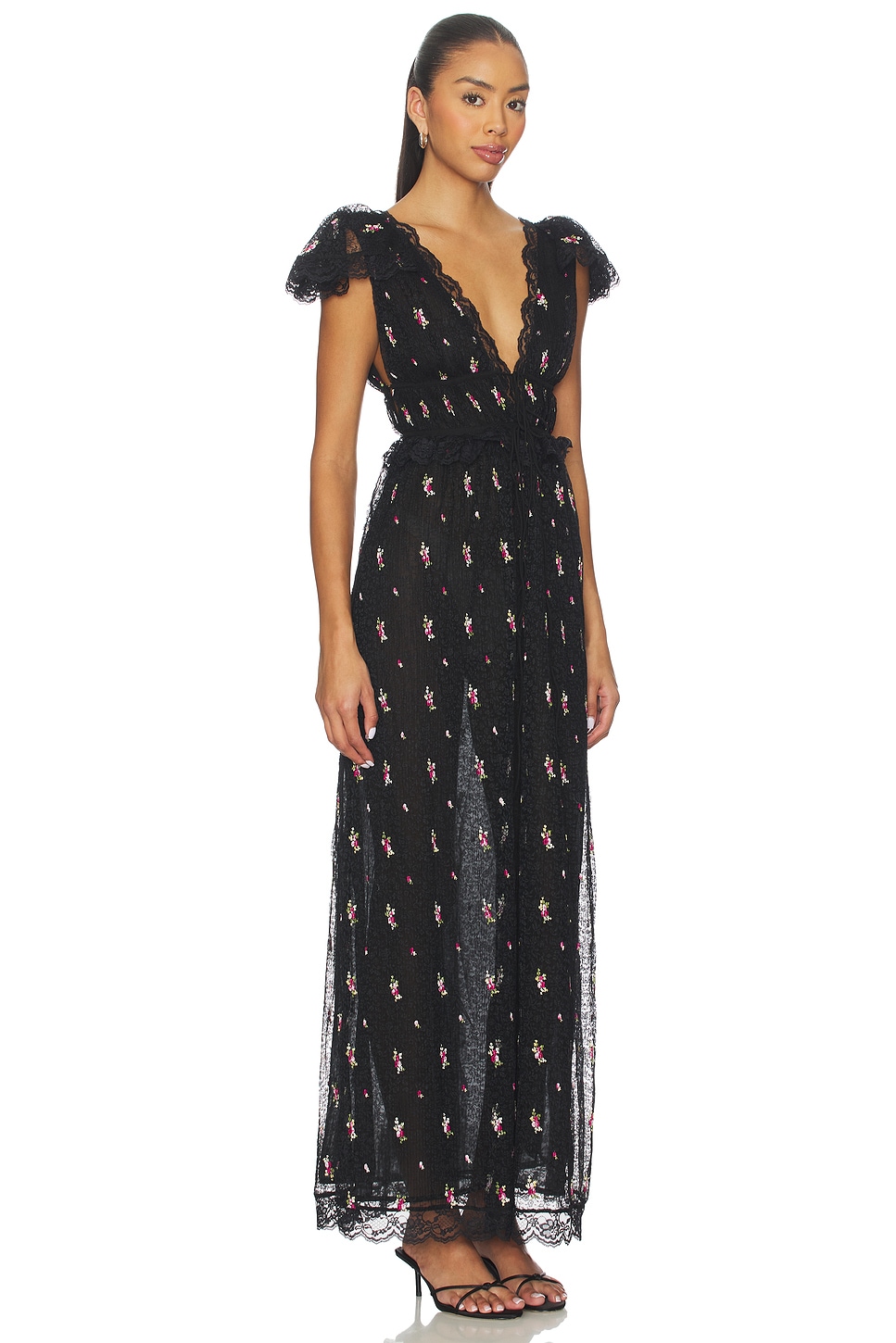 Poppy Pleated Lace Maxi Dress - luluinthesky