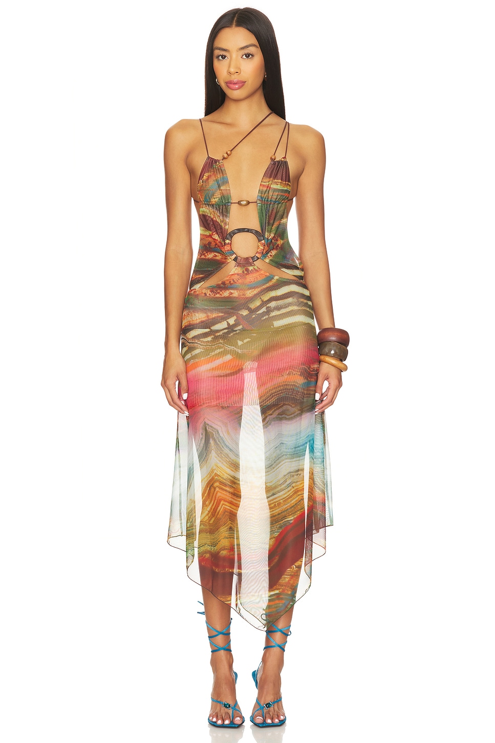 Wooden Trim Mesh Dress - luluinthesky