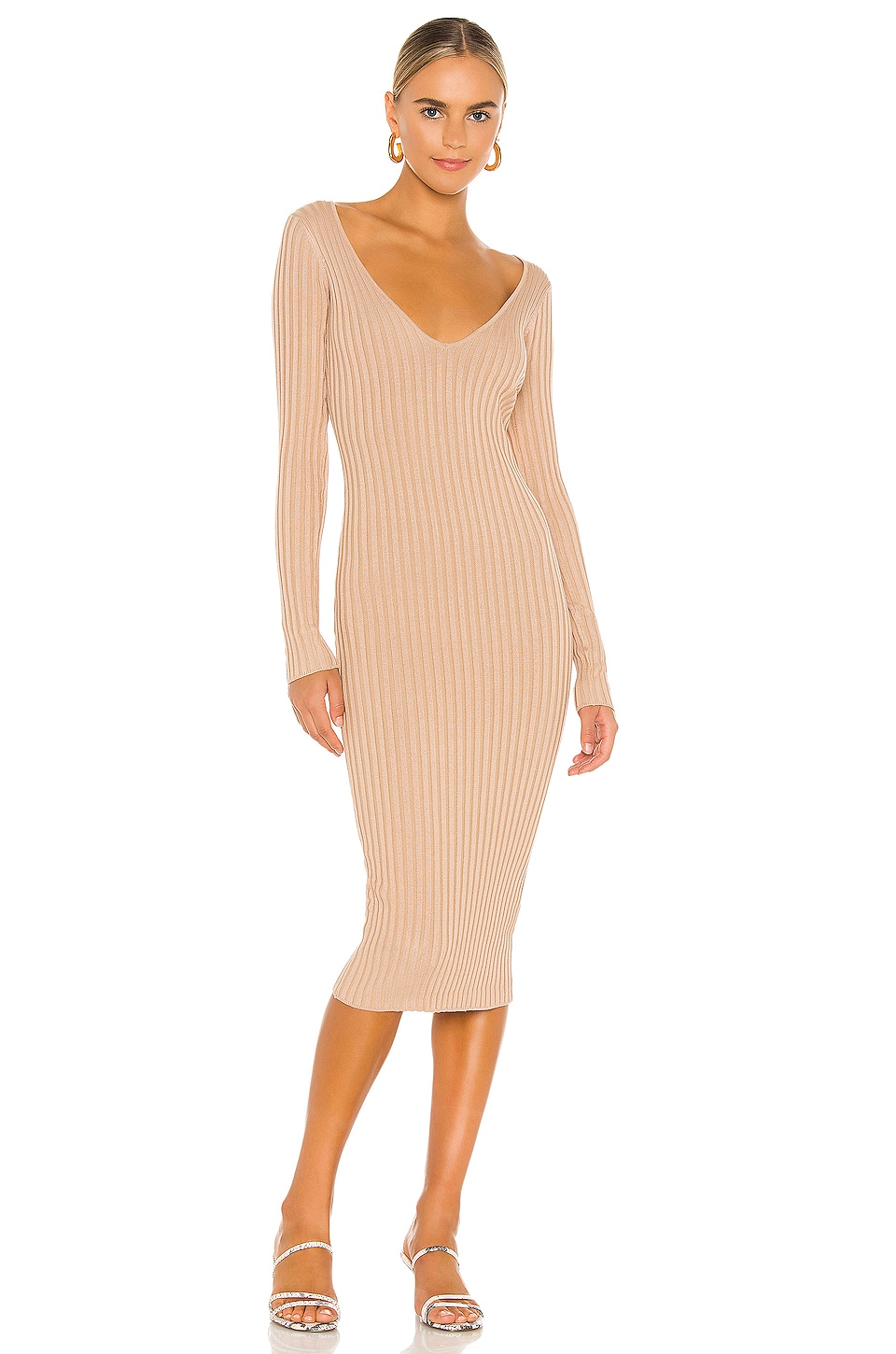 Bekah Deep V Midi Dress - luluinthesky