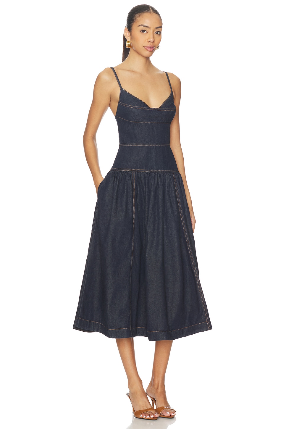 Denim Sleeveless Midi Dress - luluinthesky