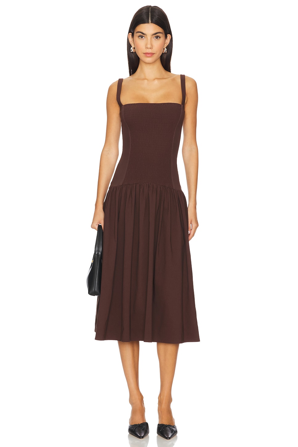 Smocked Drop Waist Midi Dress - luluinthesky