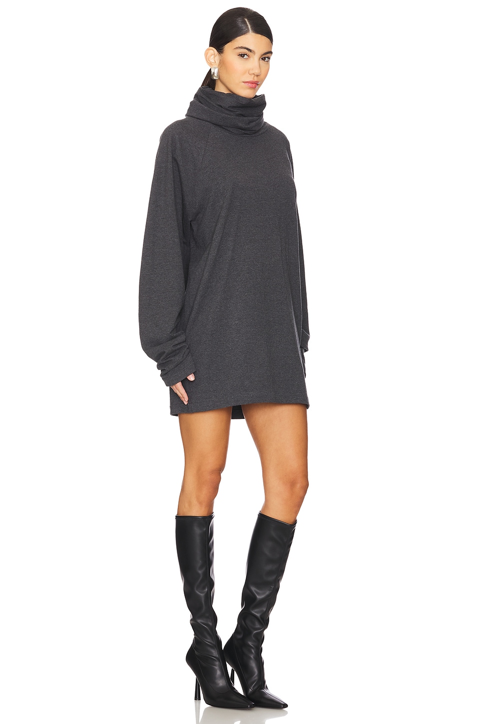 Oversized Raglan Sleeve Turtleneck Mini Dress - luluinthesky