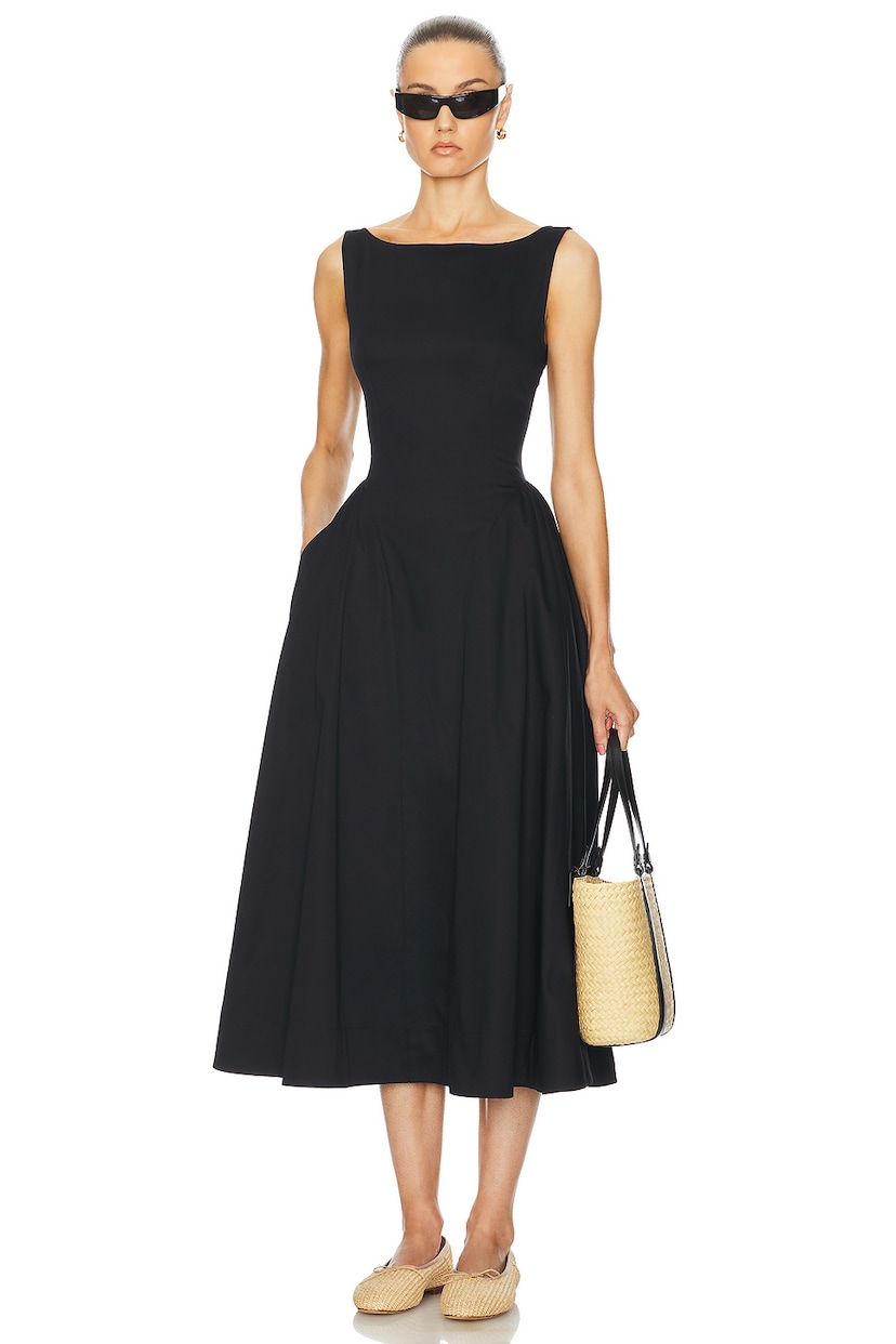 Stretch Cotton Sateen Midi Dress - luluinthesky