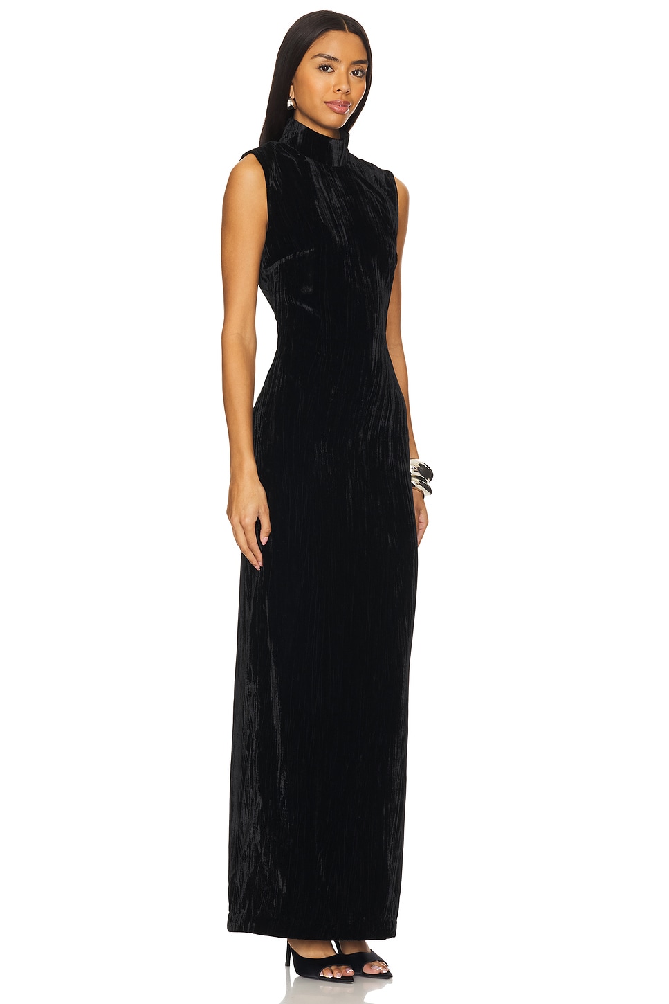 Crinkled Velvet Backless Dress - luluinthesky