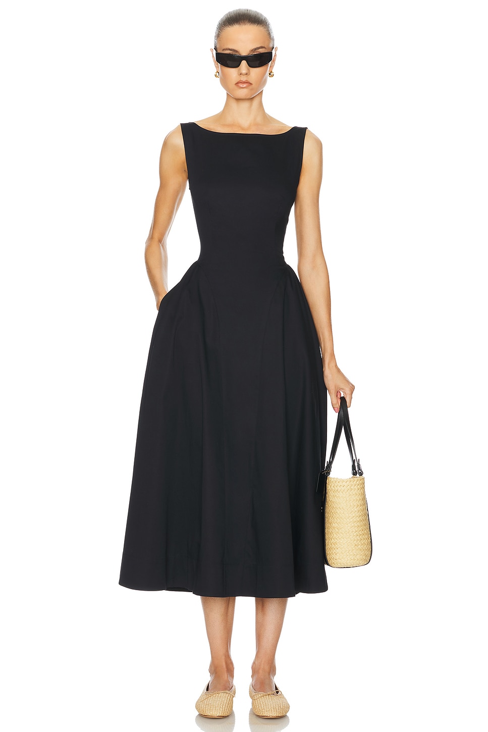 Stretch Cotton Sateen Midi Dress - luluinthesky