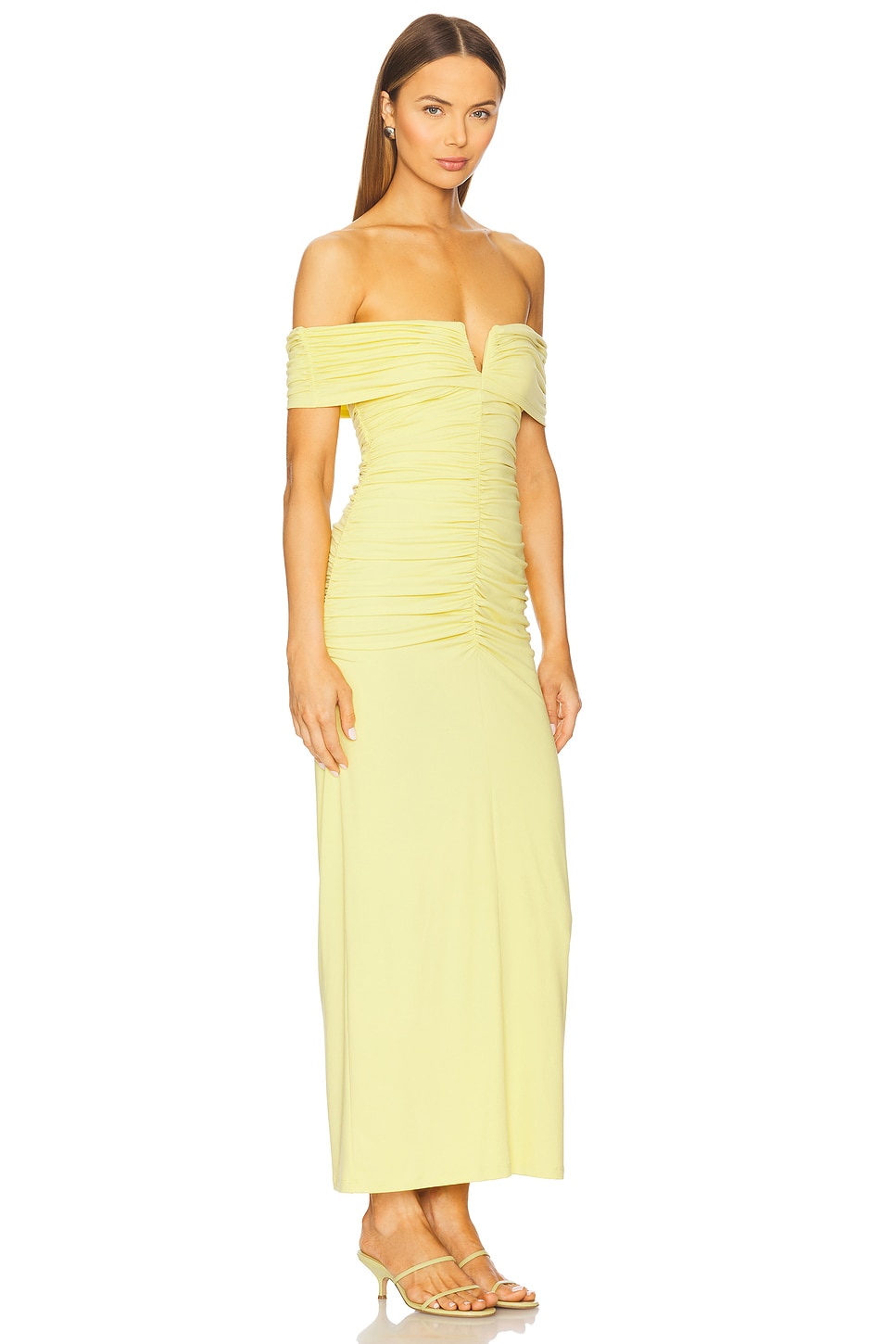 V Wire Gathered Off The Shoulder Dress - luluinthesky