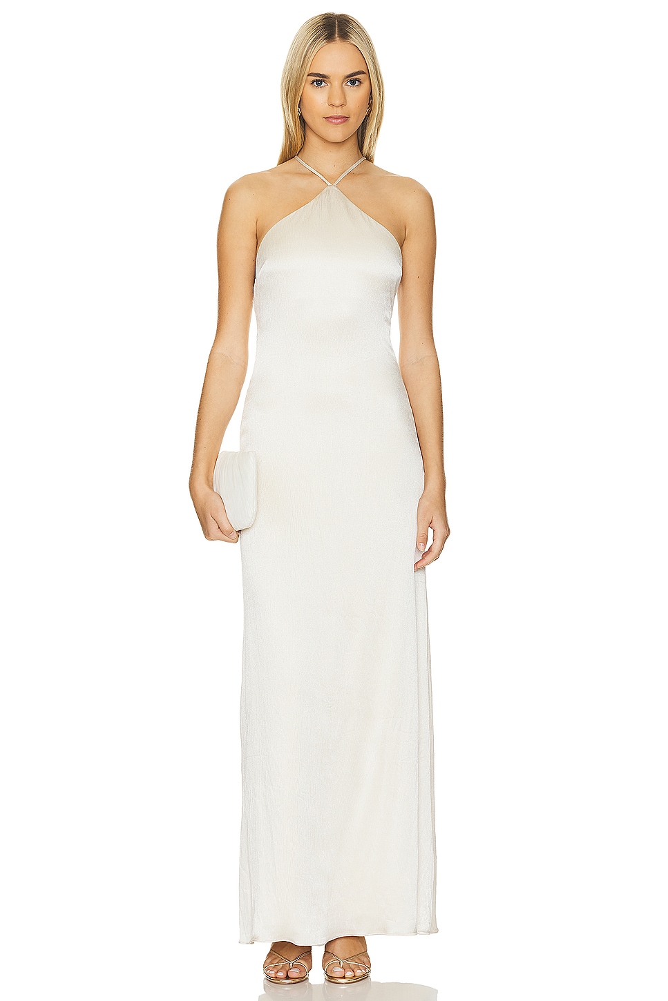 Glossy Halter Maxi Dress - luluinthesky