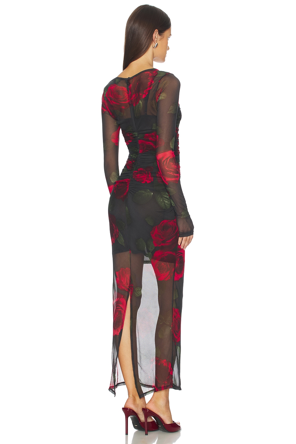 Mesh Ruched Maxi Dress - luluinthesky