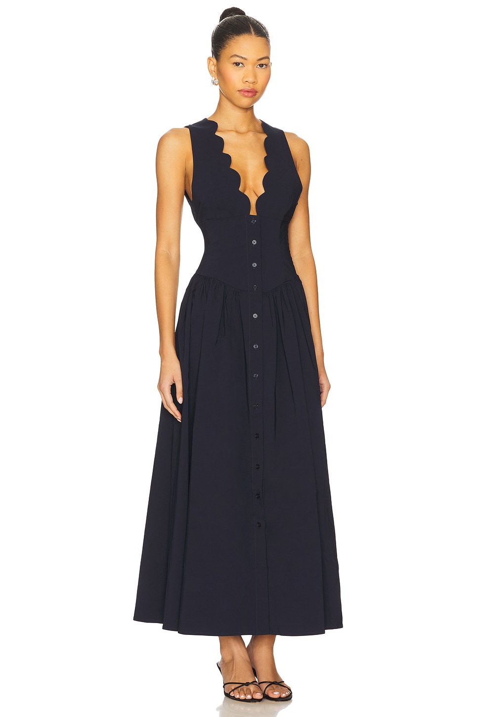 Button Front Scallop Dress - luluinthesky