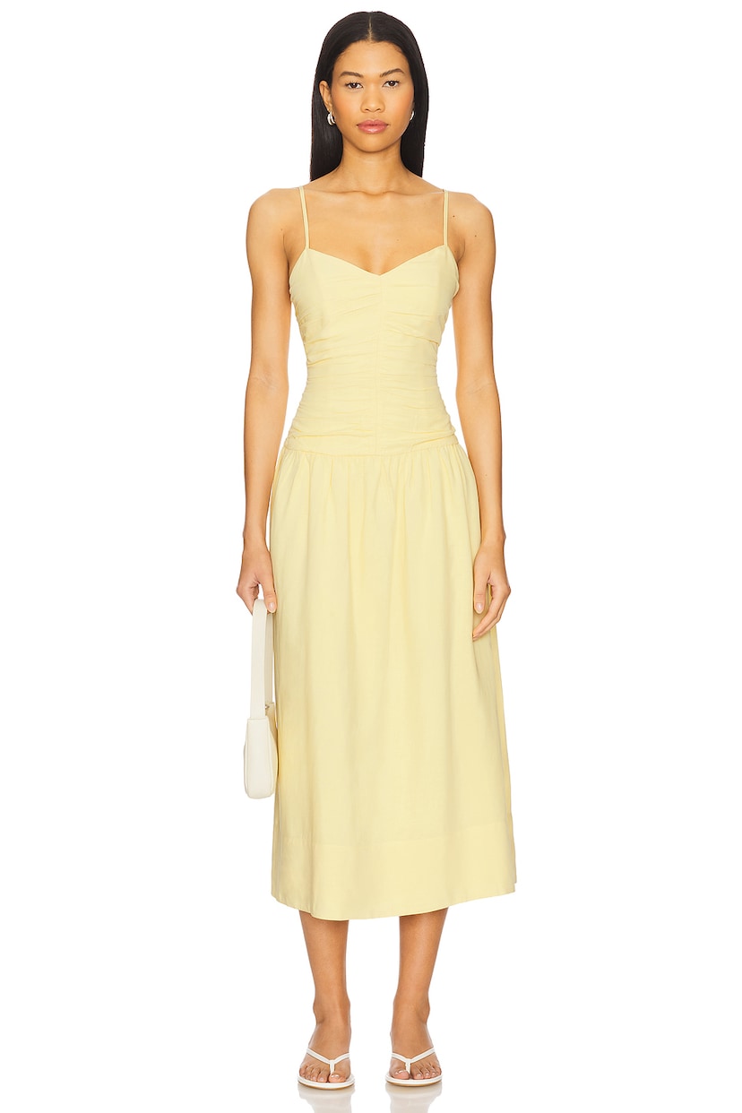 Ophelia Ruched Midi Dress - luluinthesky