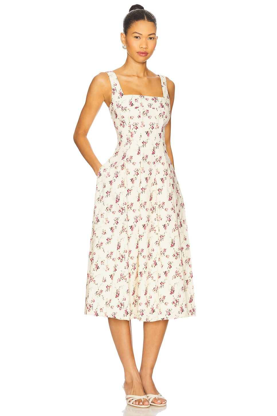 x REVOLVE Corset Pleated Midi Dress - luluinthesky